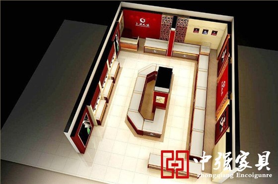 柜臺全景效果圖，展柜設計