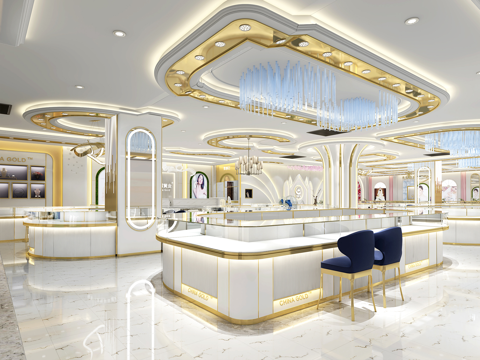 中國黃金珠寶展柜定制-中強展柜廠